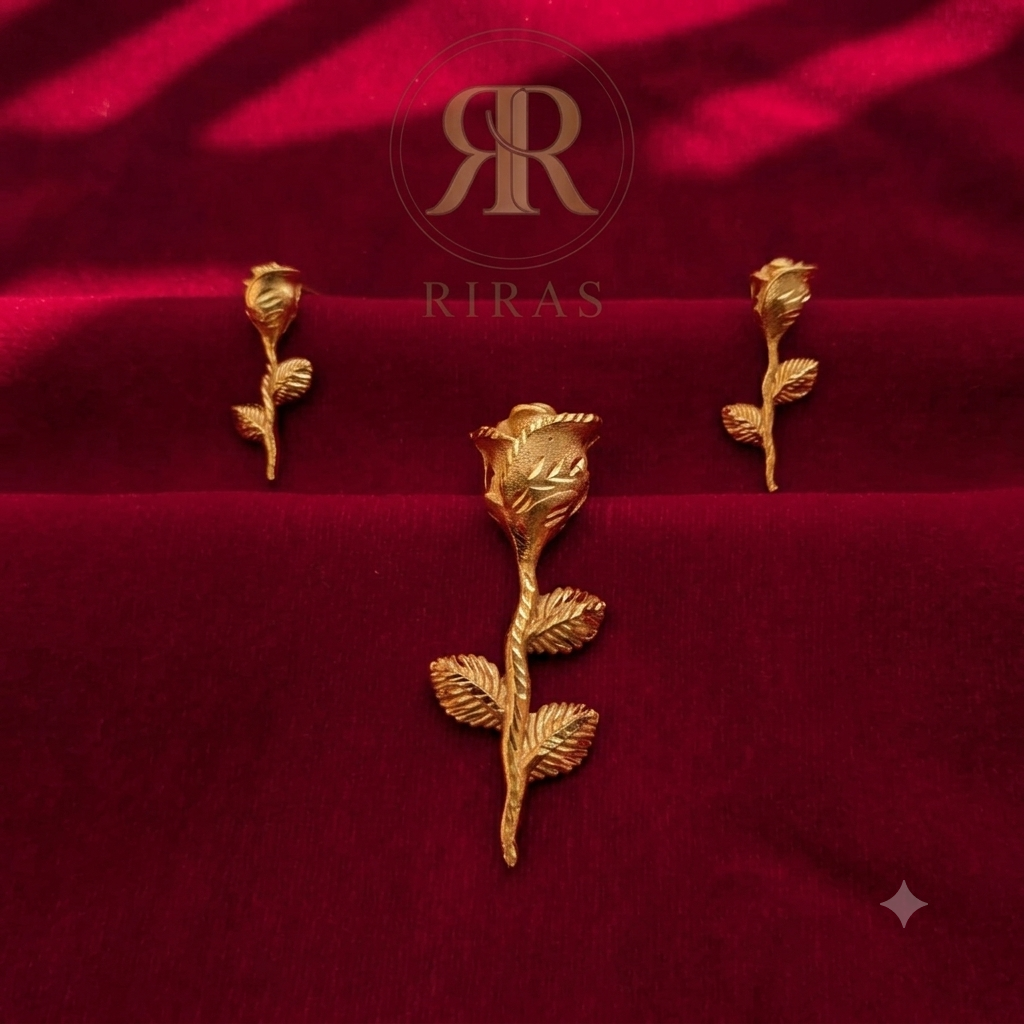 Rose Pendant Set with Earrings